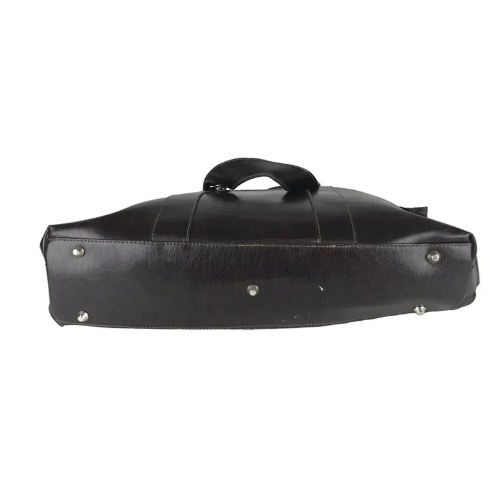 Denali Womens Brown Leather Inner‎ Dividers Pockets Double Handles Laptop Bag